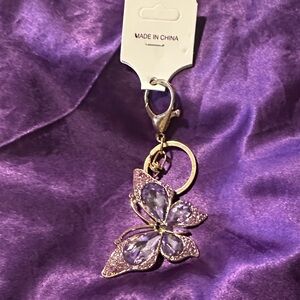 Purple Butterfly Keychain or purse charm NWOT